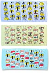 おえかきさんシリーズ スポーツタオル フェイスタオル 日用品 キッチン オクタニコーポレーション【おすしさん3枚セット】