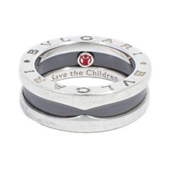 BVLGARI ブルガリ セーブザチルドレン 指輪 リング シルバー925/セラミック 表記サイズ49 実寸8.5号【いおき質店】