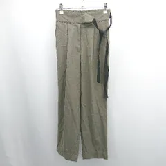 ◇ Θ 美品 テチチ シンプル系 配色リボンテーパードパンツ サイズM カーキ系 レディース E  【1507160017743】