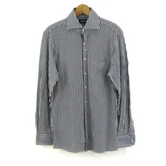 ニューヨーカー 長袖シャツ カラーシャツ ストライプ トップス コットン100% メンズ Mサイズ ブラック系 NEWYORKER 【中古】