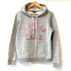 (^w^)b AMERICAN EAGLE OUTFITTERS アメリカンイーグルアウトフィッターズ コットン配合 パーカー 裏起毛 フーディ プルオーバー フロントポケット付き カジュアル ストリート 長袖 トップス グレー 灰色 サイズ M