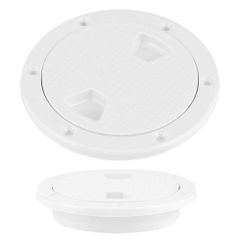 【迅速発送】KIMISS デッキプレート 143mm プラスチックハッチカバー 耐UV・耐腐食 スクリューアウト式 ボート用検査ハッチカバー 白 ABS製