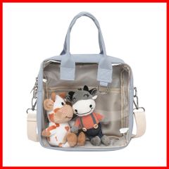 【人気商品】ぬいぐるみ付き 可愛い 透明バッグ 2WAY ショルダーバッグ 人気 二次元 痛バッグ 斜めがけ 見せバッグ [LIUMINNA] 学生