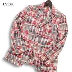 EVISU エヴィス hidehiko yamane ヤマネ 春夏 パッチワーク★ マドラス チェック シカゴ ジャケット ブレザー Sz.42 メンズ