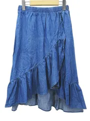 ザラ ZARA Girls デニム フレアスカート ラップ調 164 13/14 青系 ブルー 無地 ギャザー キッズ 子供服 