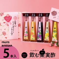 【母の日ギフトB★5本セット】国産飲む果実酢 プレミアム フルーツ ビネガー 特選 5本 ギフト セット【かりん・柚子・もも・みかん・ぶどう】