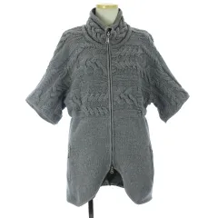 ブルネロクチネリ BRUNELLO CUCINELLI ジャケット ニット 半袖 リバーシブル ケーブル編み ウール モヘヤ混 アルパカ混 ナイロン グレー S アウターのサムネイル