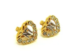 ■極美品■ NINA RICCI ニナリッチ ラインストーン ハート クリップ式 イヤリング アクセサリー レディース ゴールド系 DF9657