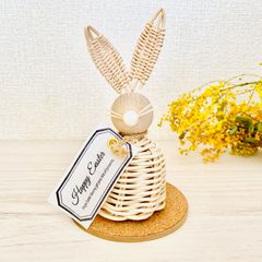 ハッピーラビット　うさぎ　イースター　置物　ラタン