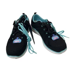 Z1511【美品】SKECHERS Flex Appeal 2.0-Simplistic Air-Cooled MEMORY FOAM スケッチャーズ スニーカー ブラック/ティファニーブルー サイズ25.0cm 未使用タグ付