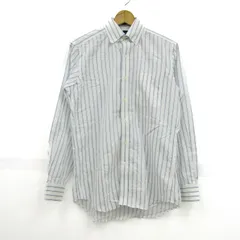 ランズエンド 長袖シャツ ストライプ柄 ボタンダウン トップス メンズ 38-84サイズ ホワイト系×ブルー系 LAND'S END 【中古】