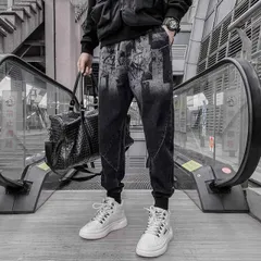 メンズ ファッション 服 男性用 オシャレ シンプル 大人 かっこいい 大きいサイズ ストリート 紳士服 九分丈 グラデーション ジーンズ ジャガード スリムフィット パンツ カジュアル ロング パンツ