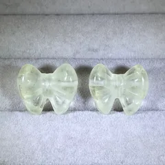 E21-19 レモンクォーツ リボン 天然石パーツ 2個セット ブレスレットパーツ アクセサリーパーツ 手作り素材 ハンドメイド材料 天然石彫り物パーツ パワーストーンパーツ 天然素材 デザインブレスレットパーツ