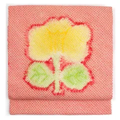 名古屋帯 リサイクル帯 幅31cm 長さ336cm レディース 鹿の子 秋冬春用 正絹（シルク）レッド 美品 リメイク リユース リサイクル【呉服のきくや】