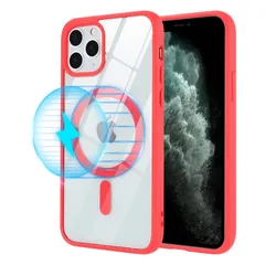 【在庫処分】Plus Plus Plus Plus/アイホン15 Plus/いphone15 /あいふぉん15 ワイヤレス充電対応(アイフォン15 透明 耐衝撃 6.1インチ対応(赤) クリア マグセーフ 米軍MIL規格 15 iphone スマホケース Pl