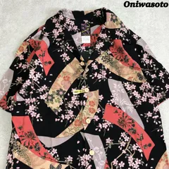 オニワソト oniwasoto メンズアロハシャツ Lサイズ　レーヨン　鯉　桜 オニワソト oniwasoto メンズアロハシャツ Lサイズ レーヨン 鯉 桜