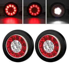 【新着商品】ゴムリング 16個LED搭載 赤 白 ブレーキに適用 スモール キャンパーなどのリバース 軽トラ トラック トレーラー リアライト 丸型 24V 12V トラック用テールランプLED Aoling