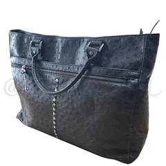 定価75万円 レディース オーストリッチ 高級 トートバッグ KLEIN KAROO クラインカルー 黒 ブラック　 大容量 本革  美品 人気 ブランド エレガント 希少 レア