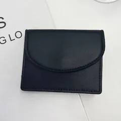 【ブラック】本革風ラウンドコインケース｜スリムで高見え・小銭整理に便利◎ ミニマリスト 高見え 大容量 二つ折りミニ財布 コンパクトたっぷり収納 ミニマリスト スリム札入れ 軽量 ウォレット