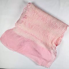 帯揚げ　絽　ピンク　絞り柄波　中抜き絞り