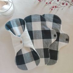 【布ナプキン】無添加コットンフランネル ブロックチェック柄 23cm 6層仕立て 3枚セット