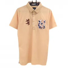 【美品】アドミラル 半袖ポロシャツ オレンジ ボーダー織生地 胸ポケットヤシの木柄 メンズ LL ゴルフウェア Admiral