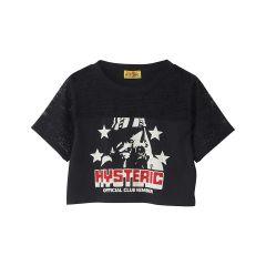 HYSTERIC GLAMOUR ヒステリックグラマー 01251CT17 CAMERA CLUB ショート丈Tシャツ BLACK 正規通販 レディース