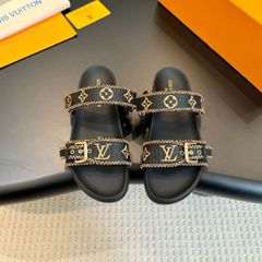 Louis Vuitton 刺繍入りサンダル、黒