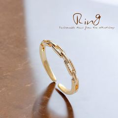 指輪 レディース フリーサイズ リング シンプル チェーンリング 連 メタル オープンリング 上品 重ね着け ゴールド 合金 ニッケルフリー