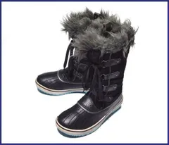 カナダ名門★ソレルSOREL★履き口ファー/スエード革スノーブーツ21.0黒◆-o98<sale>