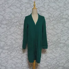 グローブ　grove　レディース　ロングニットカーディガン　膝丈　ロングニットコート　【L】 グリーン　緑　かわいい　シンプル