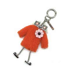FENDI フェンディ ファーチャーム オレンジ花形モデル型 シルバーチャーム 保存袋有 美品