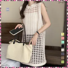 送料無料 メッシュサマーニットワンピース スリット チュニックニットベスト レディース ノースリーブニットトップス ゆったり 無地レイヤードワンピース 透かし編みベスト春夏 重ね着ワンピース黒 体型カバーベスト夏 大人可愛い ワンピ