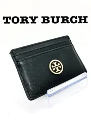 ★フォローで割引クーポン発行中★【極美品】TORY BURCH トリーバーチ　レザー　カードケース　名刺入れ　ブラック　ロゴ金具　ゴールド金具