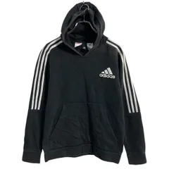 adidas ロゴスウェット パーカー キッズ L ブラック アディダス スポーツ プルオーバー 裏起毛 古着卸 アメリカ仕入 a611-8340のサムネイル