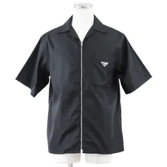 PRADA RENYLONブラック サテン シャツ 半袖
