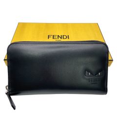 美品 FENDI フェンディ バグズアイ モンスター 長財布 ブラック レザー  ラウンドファスナー 箱 保存袋 タグ付き