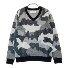 ESTNATION エストネーション  羊毛混Vネック ニットセーター カモフラ柄 ブラック系 M [240101350057] メンズ