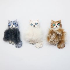 【LM / エルム】ブローチ ふわふわネコ  /  立体刺繍アクセサリー 猫 cat