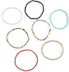 AREUM ビーズブレスレット 7点セット 重ね付け ビーズアクセサリー カラフル 爽やか ハンドメイド