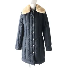美品★Salvatore Ferragamo サルヴァトーレフェラガモ 襟元ラパンファー付き ガンチーニZIP 裏地総柄 ダウンコート ブラック 40 イタリア製のサムネイル