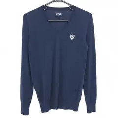 【超美品】パーリーゲイツ セーター ネイビー コットン混 薄手 ニット レディース 1(M) ゴルフウェア PEARLY GATES