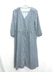 ◇ ⊂ ◎ axes femme アクシーズファム 総柄 長袖 ロング丈 ワンピース サイズM グリーン ブラウン レディース E  【1502030014068】