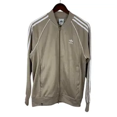 adidas トラックジャケット トレフォイルロゴ ベージュ × ホワイト Mサイズ