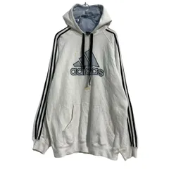 adidas ロゴスウェット パーカー L ホワイト ブラック アディダス プルオーバー 古着卸 アメリカ仕入 a703-5312