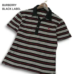 BURBERRY BLACK LABEL バーバリー ブラックレーベル 春夏 ホース刺繍★ 半袖 ボーダー 鹿の子 ポロシャツ Sz.2 メンズ