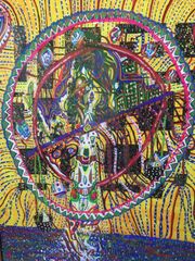 アクリル絵画(イラストボード)60×85額有りアート「天秤」