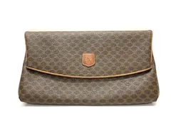 値下げ❗️CELINE セリーヌ マカダム柄 クラッチバッグ セカンドバッグ ブラウン系 PVC レザー