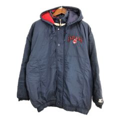 90年代 Starter スターター MLB クリーヴランド・インディアンズ 中綿 ナイロンジャケット プロチーム(メンズ 2XL) 中古 古着 Q9272