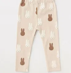 プティマイン ミッフィー 総柄レギンス アイボリー、ライトピンク 80